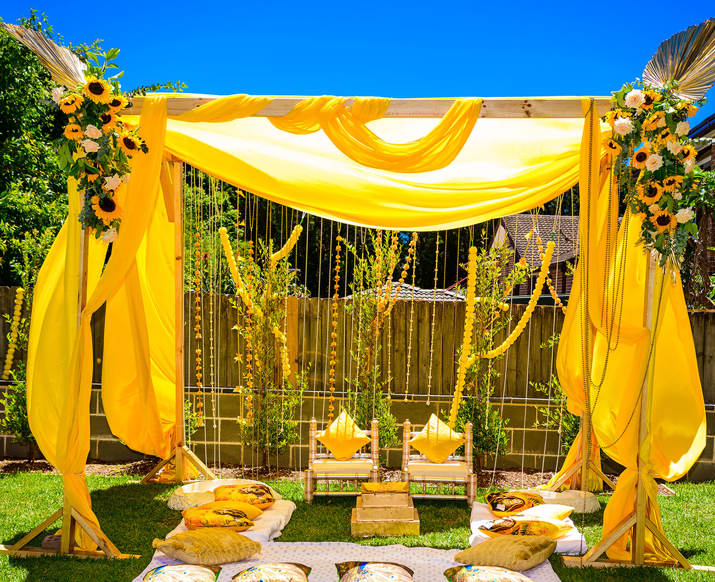 Luxury mandap hire Sydney for Indian and South Asian wedding ceremonies